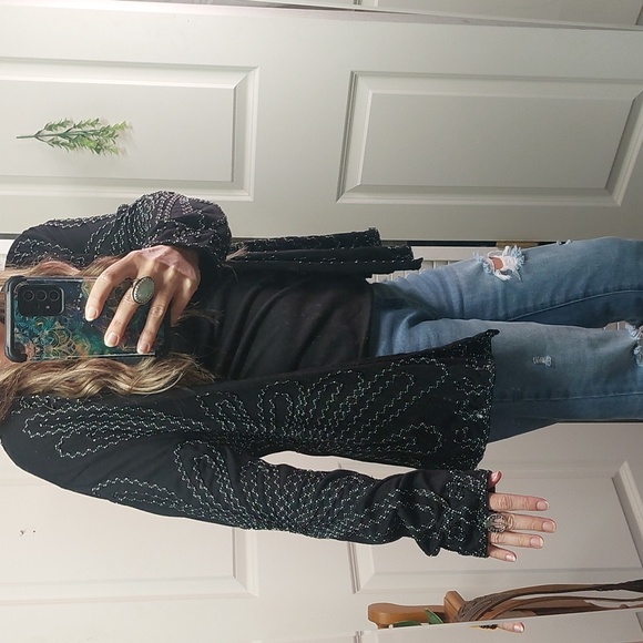 Christopher & Banks embroidered light Cardigan Black and White Large - Picture 6 of 12